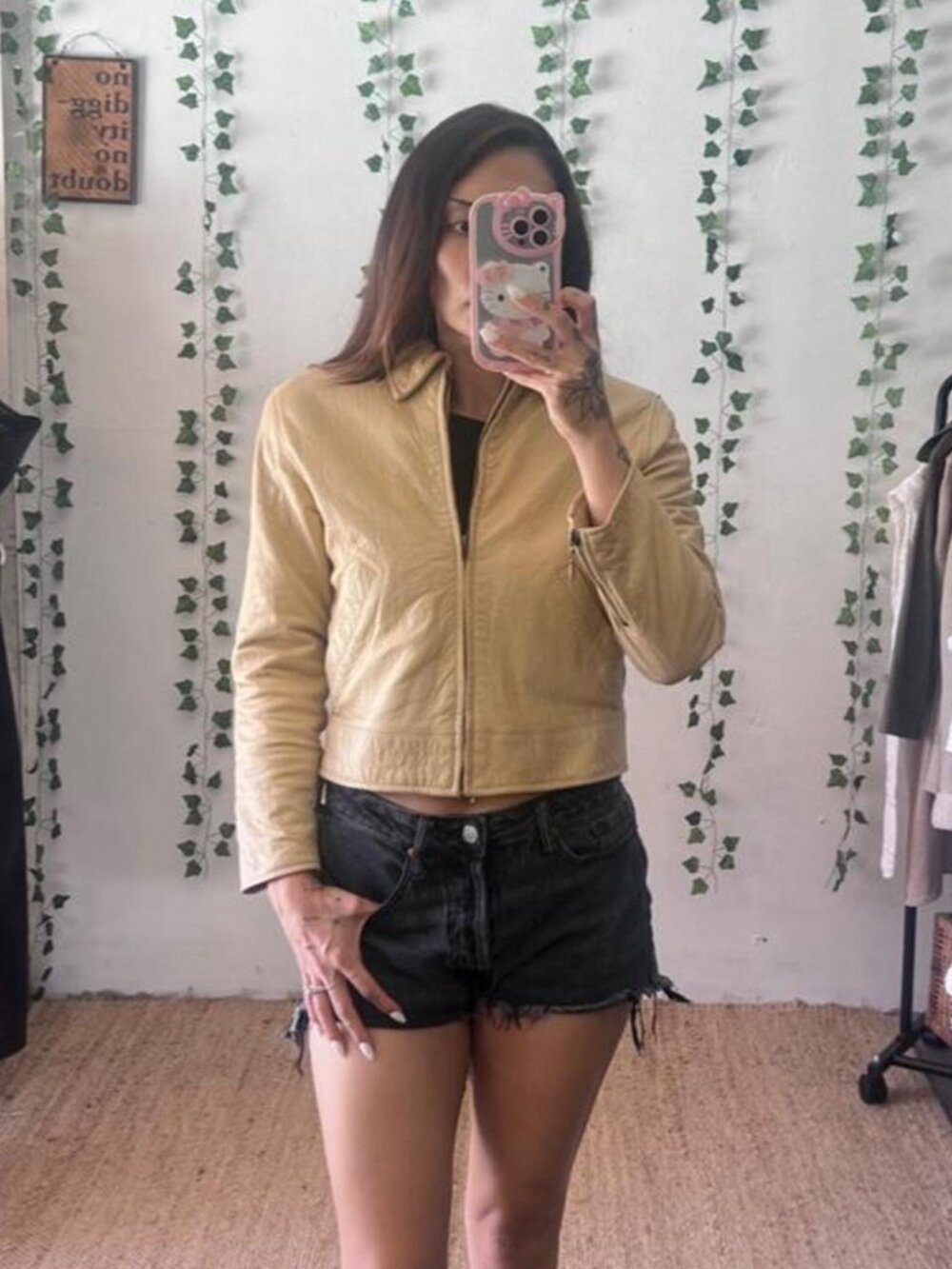 Vintage 2000s BP Nordstrom 100% tan leather jacket size XS